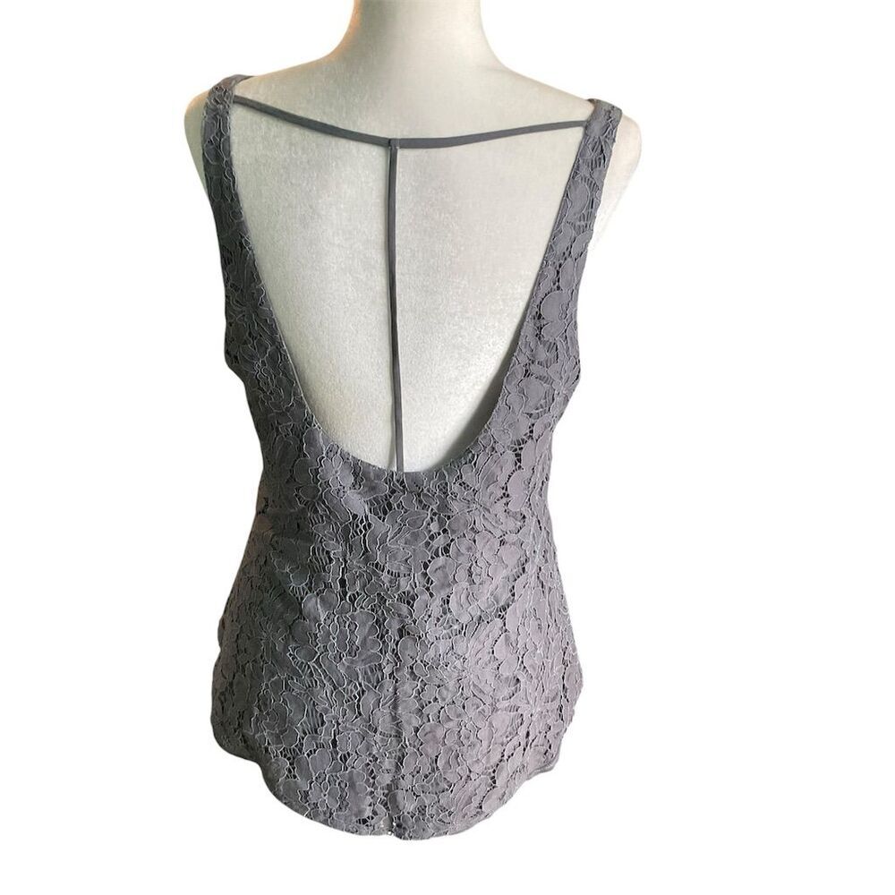 Chaser Women's Tank Top Size M Gray Lace Sleeveless Casual Cottage Camisole - Picture 6 of 10